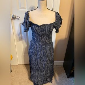 City Chic off-the-shoulder navy and white dress
